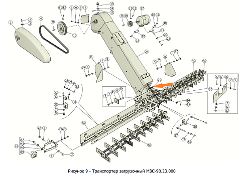 Цепь скребковая МЗС-90.03.500-01 (L=6,232 м, 41 скр. 2-2-6-4): купить в Нижнем Новгороде